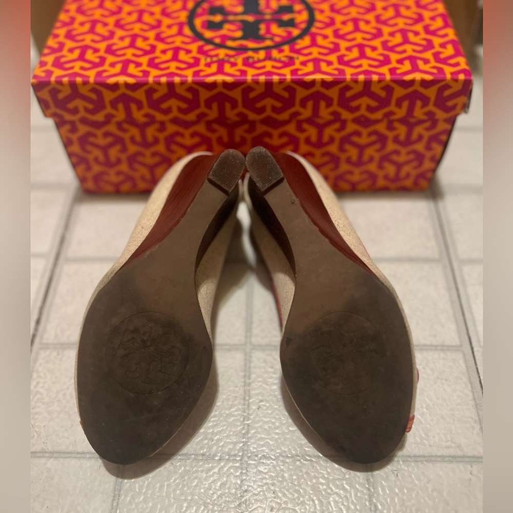 Tory Burch Canvas & Wooden Platform Shoes - Picture 9 of 11